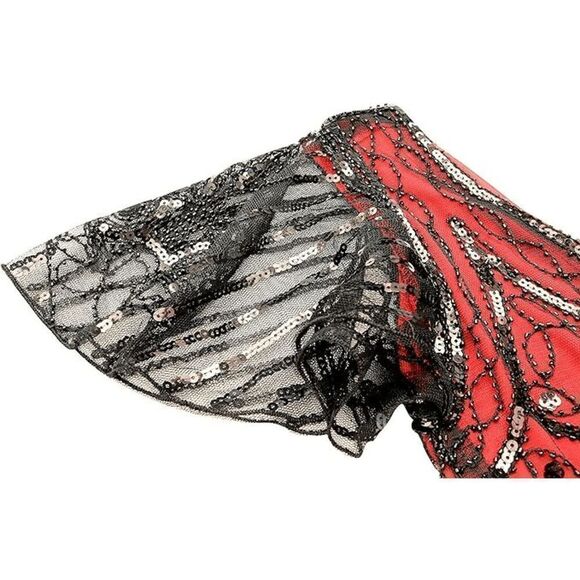 ❤️✨ Flapper Great Gatsby 1920s Retro Tassel Fringe Sequin Midi Red Dress M NEW - Picture 6 of 13